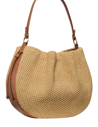 Kate Spade New York Pinch Straw Shoulder Bag  Natural 