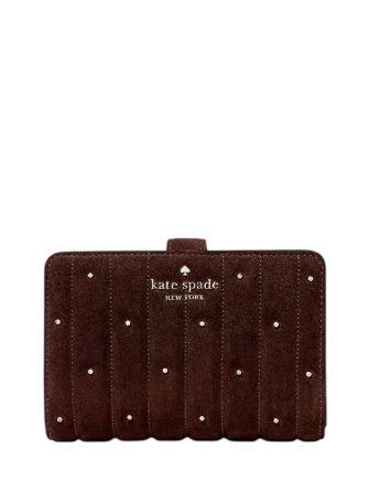Kate Spade New York Quilted Suede Medium Bifold Wallet Hot Fudge