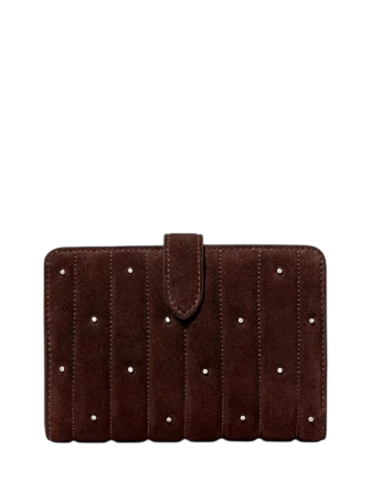 Kate Spade New York Quilted Suede Medium Bifold Wallet Hot Fudge