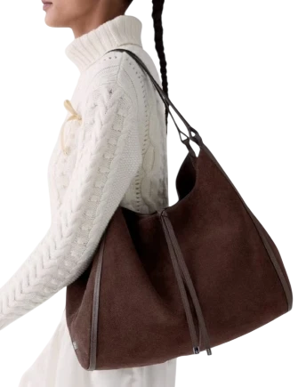 Kate Spade New York Reese Suede Large Shoulder Bag Hot Fudge