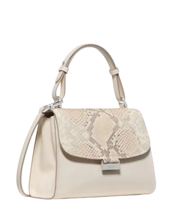Kate Spade New York Riley Snake Embossed Small Top Handle Bag  Natural 