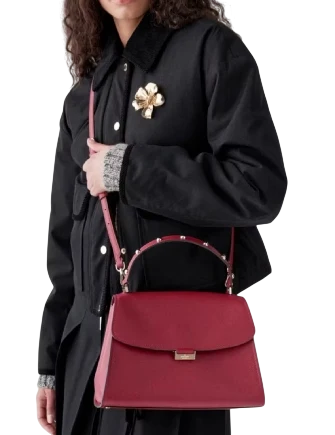 Kate Spade New York Riley Studded Top Handle Bag Red Jam