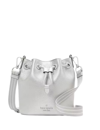 Kate Spade New York Rosie Metallic Small Bucket Bag Deco Silver