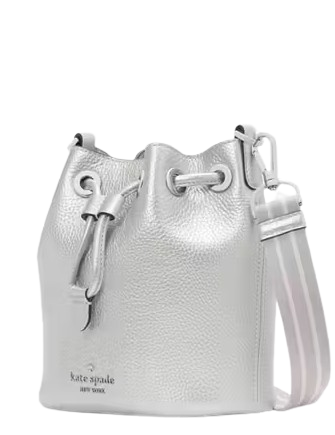 Kate Spade New York Rosie Metallic Small Bucket Bag Deco Silver