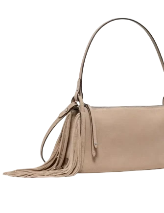 Kate Spade New York Rue Fringed Suede Shoulder Bag Timeless Taupe
