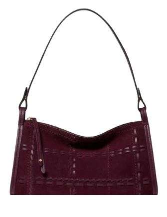 Kate Spade New York Rue Woven Suede Shoulder Bag Deep Cherry