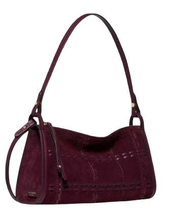 Kate Spade New York Rue Woven Suede Shoulder Bag Deep Cherry