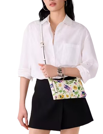 Kate Spade New York Sadie Printed Small Crossbody Cream