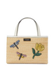 Kate Spade New York Sam Icon Dragonfly Embellished Straw Small Tote  Natural 