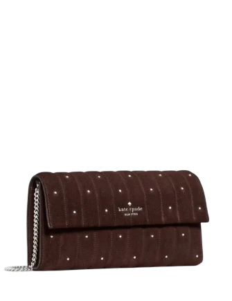 Kate Spade New York Scarlett Quilted Suede Wallet On Chain Hot Fudge 