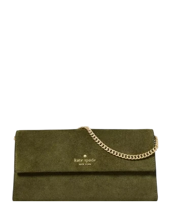 Kate Spade New York Scarlett Suede Wallet On Chain Enchanted Green