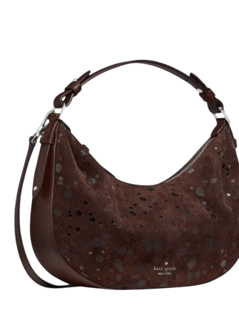 Kate Spade New York Selene Suede Dots Shoulder Bag Hot Fudge