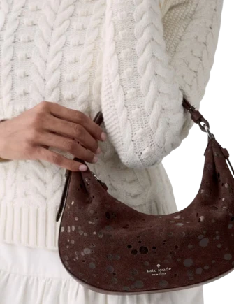 Kate Spade New York Selene Suede Dots Shoulder Bag Hot Fudge