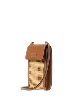 Kate Spade New York Serena Straw Phone Crossbody Bag Cavern Clay 