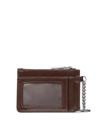 Kate Spade New York Shiny Leather Key Ring Card Holder Hot Fudge