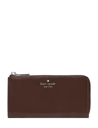 Kate Spade New York Shiny Leather Large Slim L-zip Wallet Hot Fudge