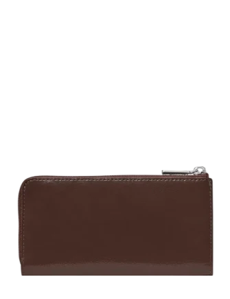 Kate Spade New York Shiny Leather Large Slim L-zip Wallet Hot Fudge