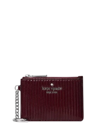 Kate Spade New York Shiny Quilted Key Ring Card Holder
