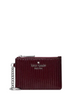 Kate Spade New York Shiny Quilted Key Ring Card Holder Grenache