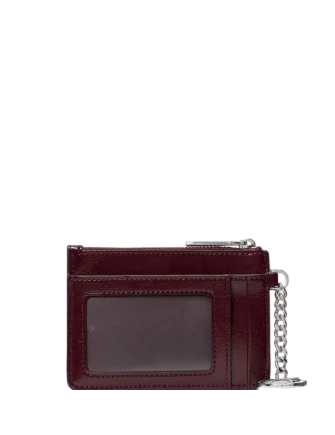 Kate Spade New York Shiny Quilted Key Ring Card Holder Grenache