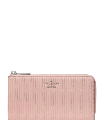 Kate Spade New York Shiny Quilted Large Slim L-zip Wallet
