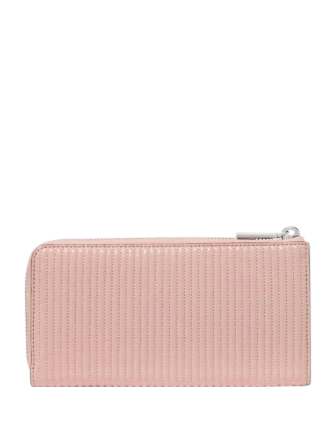 Kate Spade New York Shiny Quilted Large Slim L-zip Wallet Rose Smoke