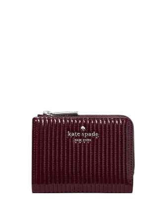 Kate Spade New York Shiny Quilted Small L-zip Wallet Grenache