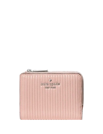 Kate Spade New York Shiny Quilted Small L-zip Wallet Rose Smoke