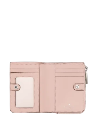 Kate Spade New York Shiny Quilted Small L-zip Wallet Rose Smoke