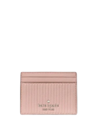 Kate Spade New York Shiny Quilted Small Slim Card Holder Rose Smoke 