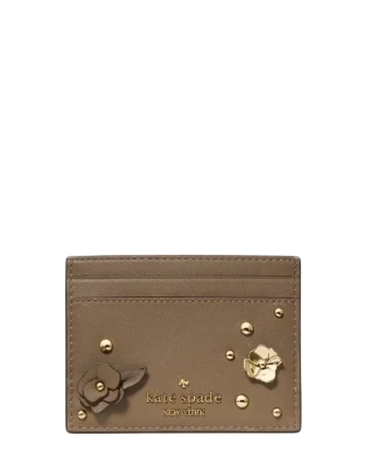 Kate Spade New York Smooth Embellishment Small Slim Card Holder Driftwood
