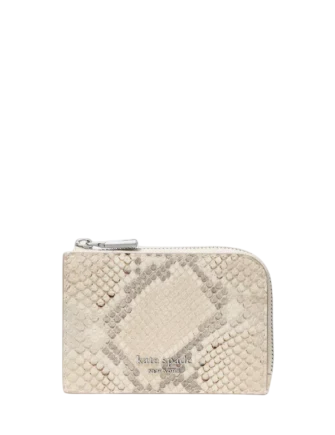 Kate Spade New York Snake Embossed Mini Zip Card Case  Neutral 