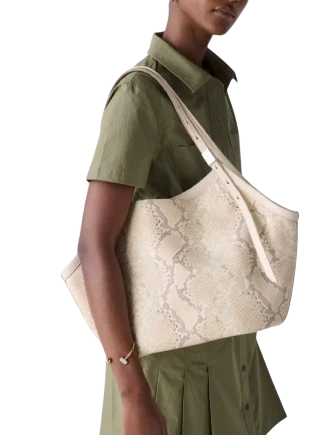 Kate Spade New York Spade Deco Snake Embossed Tulip Tote Bag Neutral