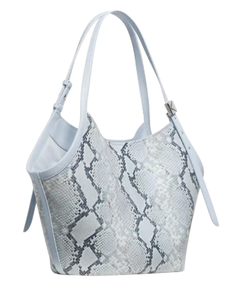 Kate Spade New York Spade Deco Snake Embossed Tulip Tote Bag Pale Sapphirine