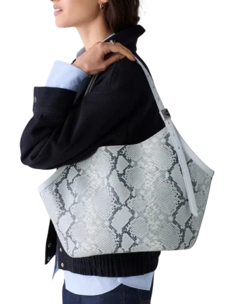 Kate Spade New York Spade Deco Snake Embossed Tulip Tote Bag Pale Sapphirine