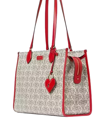 Kate Spade New York Spade Flower Coated Canvas Large Market Tote Cherry Rouge