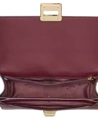 Kate Spade New York Spade Flower Embroidered Flap Shoulder Bag Dark Merlot