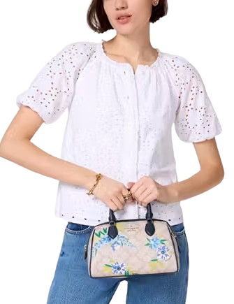 Kate Spade New York Spade Flower Floral Dolly Duffle Blazer Blue Multi
