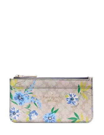 Kate Spade New York Spade Flower Floral Large Slim Card Holder Blazer Blue 