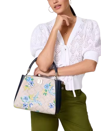 Kate Spade New York Spade Flower Floral Medium Top Handle Satchel Blazer Blue