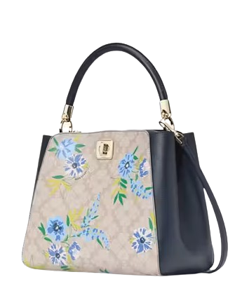 Kate Spade New York Spade Flower Floral Medium Top Handle Satchel Blazer Blue