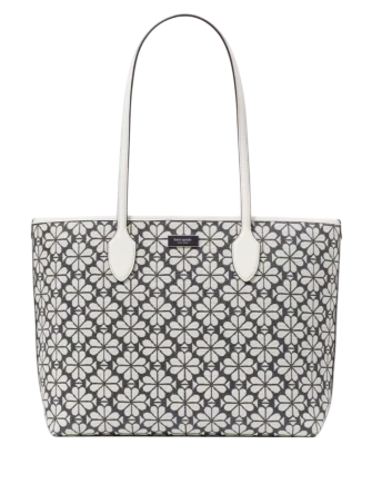 Kate Spade New York Spade Flower Jacquard Bleecker Large Tote Charcoal Grey