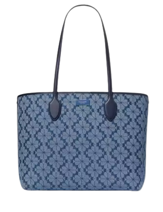Kate Spade New York Spade Flower Jacquard Denim Bleecker Large Tote Parisian Navy