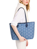 Kate Spade New York Spade Flower Jacquard Denim Bleecker Large Tote Parisian Navy