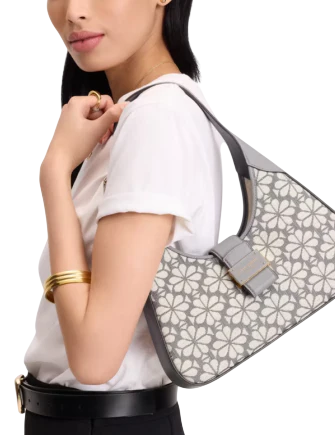 Kate Spade New York Spade Flower Jacquard Nouveau Small Shoulder Bag Grey