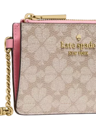 Kate Spade New York Spade Flower Key Ring Card Holder  Dark Beige Grapefruit 