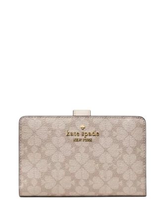 Kate Spade New York Spade Flower Medium Bifold Wallet  Dark Beige Moon 