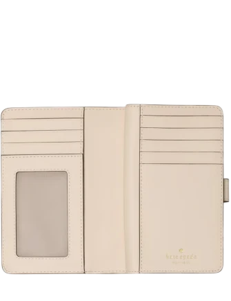 Kate Spade New York Spade Flower Medium Bifold Wallet  Dark Beige Moon 