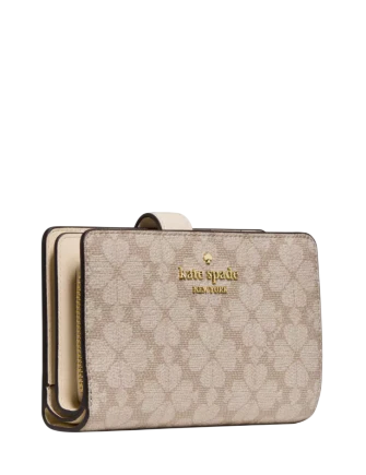 Kate Spade New York Spade Flower Medium Bifold Wallet  Dark Beige Moon 
