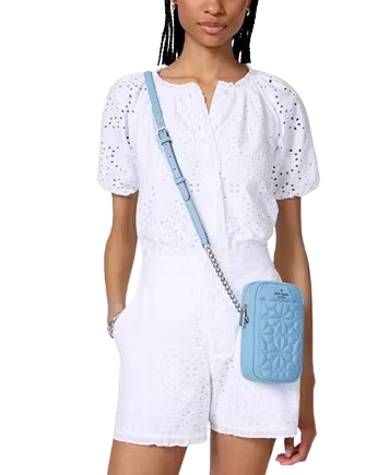 Kate Spade New York Spade Flower Quilted Fabric Phone Crossbody Montauk Blue